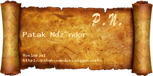 Patak Nándor névjegykártya